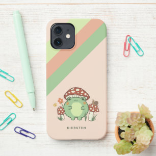 Cute Frog and Mushrooms Cartoon   Name iPhone 12 Case