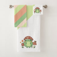 Cute Frog and Mushrooms with Stripes