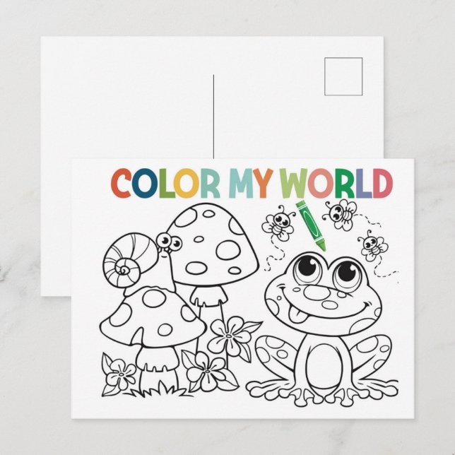 Cute Frog and Snail Colouring Page  Postcard (Front/Back)