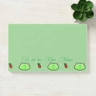 Cute Frog and Strawberry Cottage Custom Name Post-it Notes