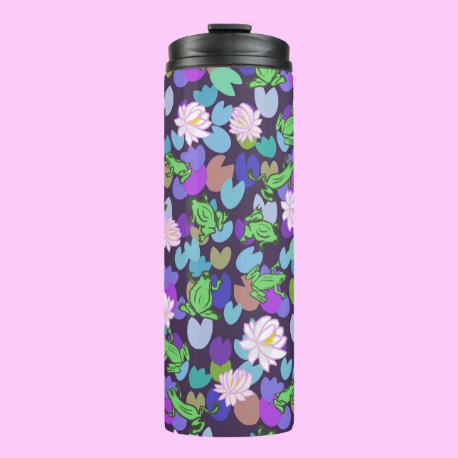 Cute frog art dark blue and green thermal tumbler (Creator Uploaded)