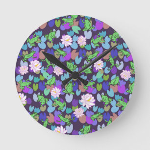 Cute frog art round wall clock