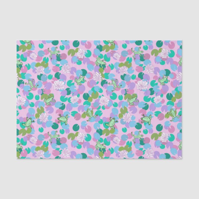 Cute frog art tissue paper with pink background (Front)