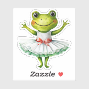 Cute frog ballerina dancing ballet.