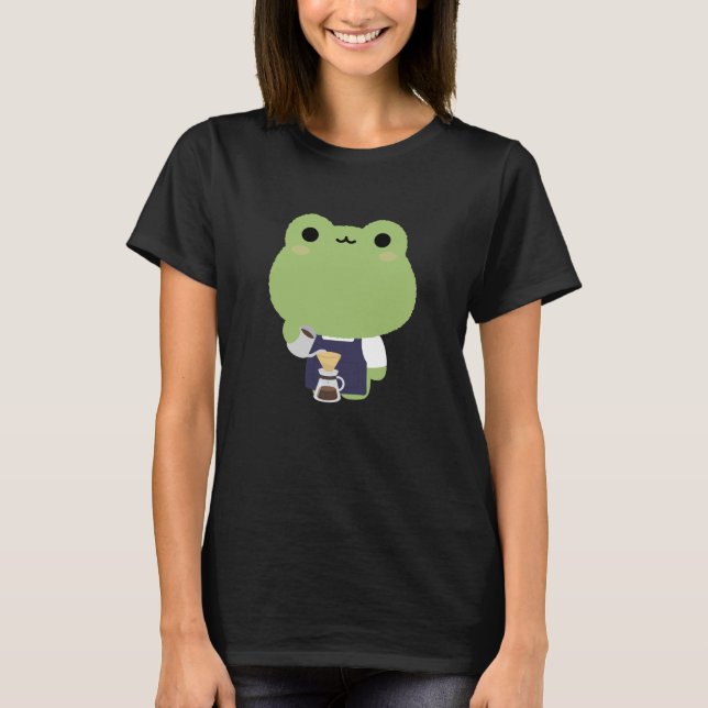 Cute Frog Barista T-Shirt (Front)