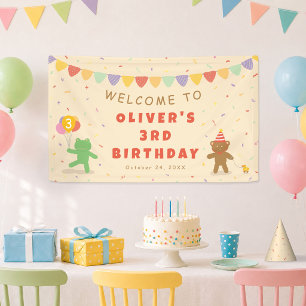 Cute Frog & Bear Birthday Banner