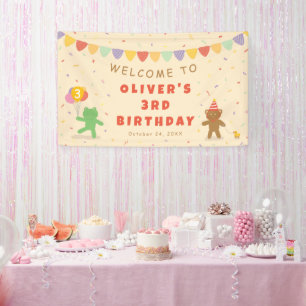 Cute Frog & Bear Birthday Banner