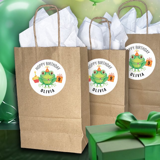 Cute Frog Birthday  Classic Round Sticker (Creator Uploaded)