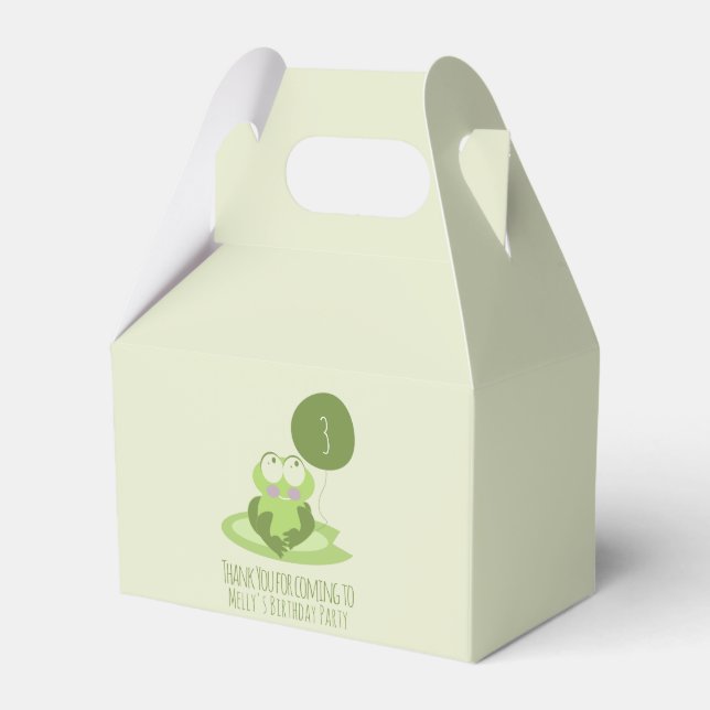 Cute Frog Birthday Green Balloon Thank You   Favour Box (Front Side)