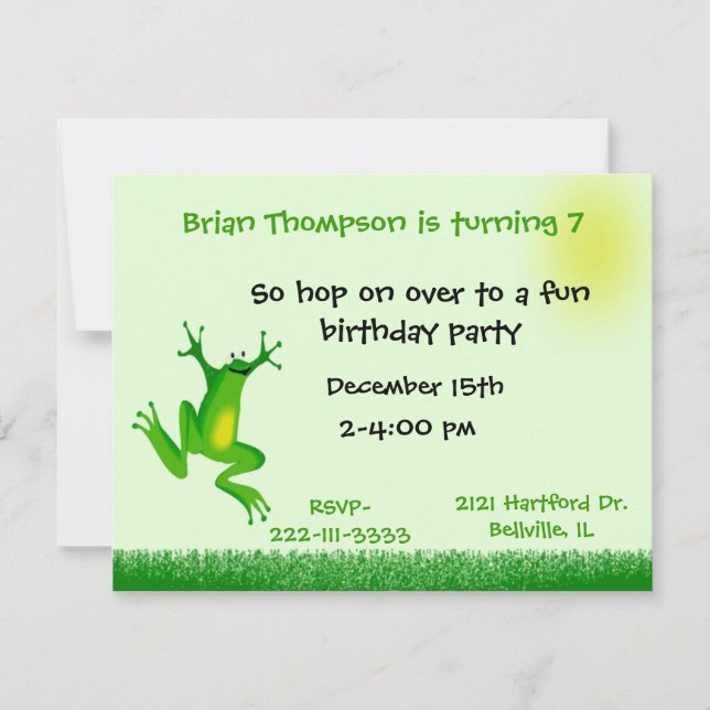 Cute frog Birthday Invitation (Front)