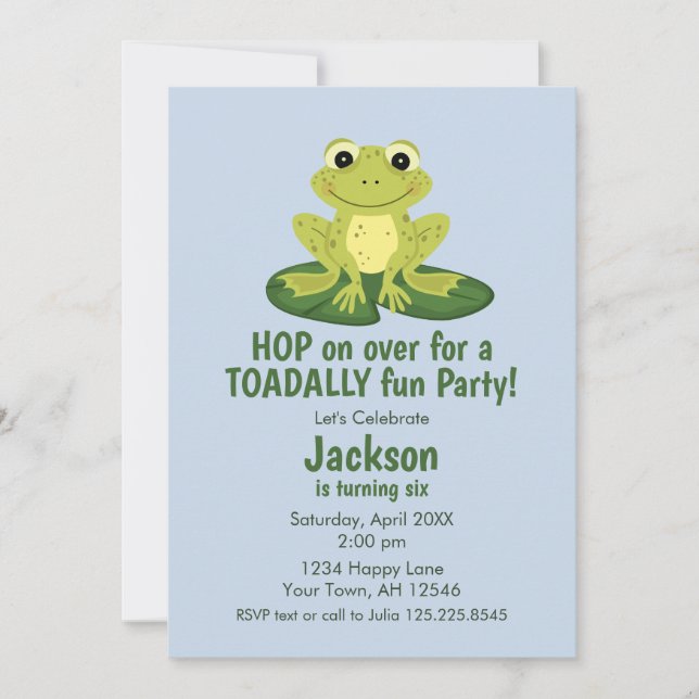Cute Frog Birthday Invitation (Front)