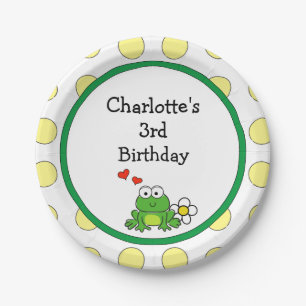 Cute Frog Birthday Party Paper Plate