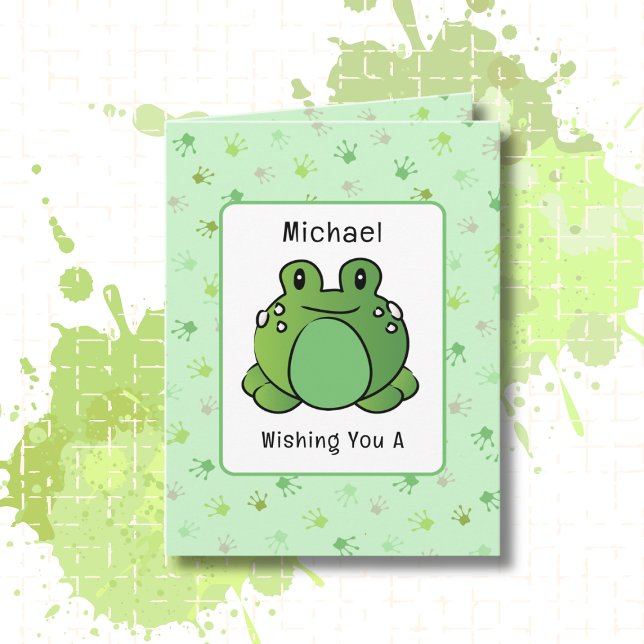 Cute Frog Cartoon Funny Saying Froggie Birthday Card (Creator Uploaded)