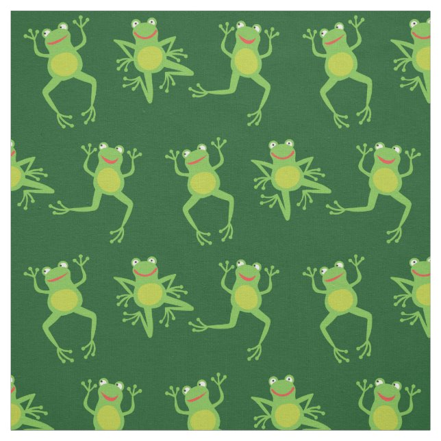 Cute Frog Cartoon Kids Fabric (Swatch)