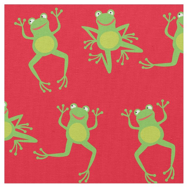 Cute Frog Cartoon Kids Fabric (Close Up)