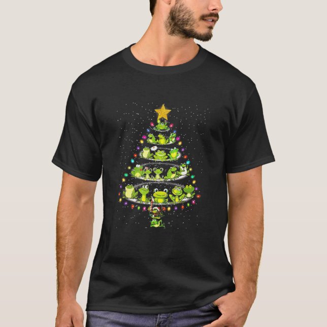 Cute Frog Christmas Tree Decor Xmas Tree T-Shirt (Front)