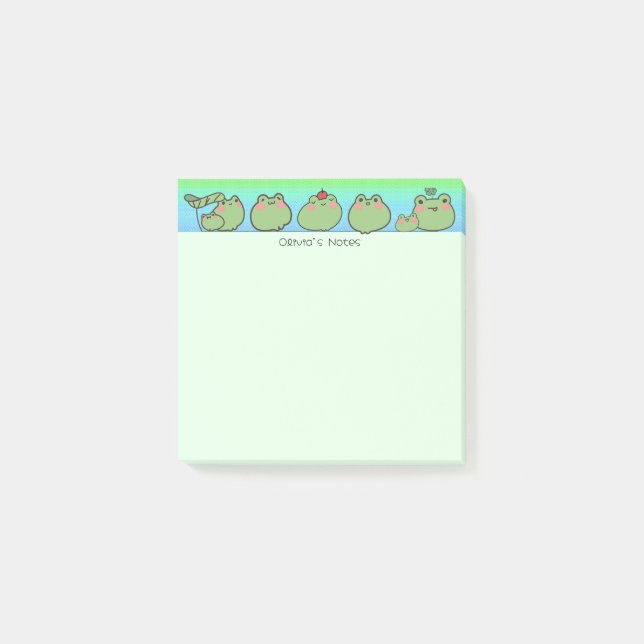 Cute Frog colourful gradient Personalised name Post-it Notes (Front)
