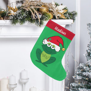Cute Frog Custom Kids Large Christmas Stocking