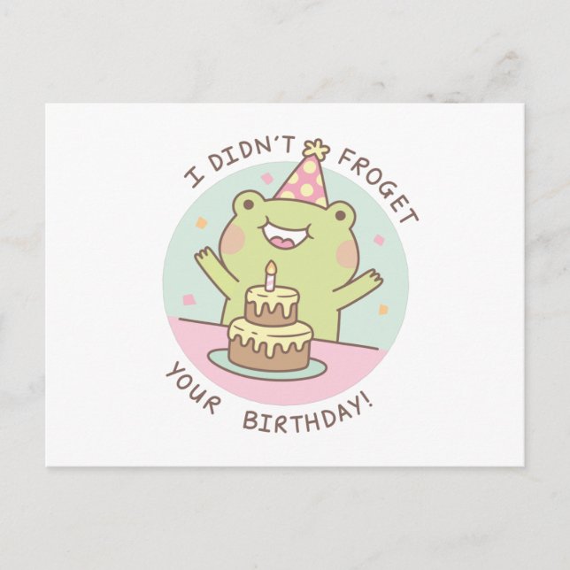 Cute Frog Didn't Frogret Your Birthday Pun Postcard (Front)