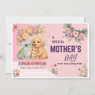 Cute Frog Dog Cat Mother’s Day Card - Special Gift