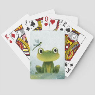Cute Frog & Dragonfly – Soft Nature Illustration Playing Cards