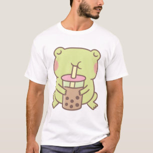 Cute Frog Drinking Boba Bubble Tea  T-Shirt