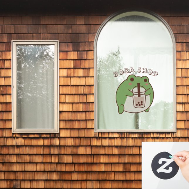  Cute FROG drinking bubble tea, boba tea (Home Window)