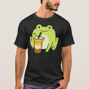 Cute Frog Drinking Bubble Tea Funny Bubble Tea T-Shirt