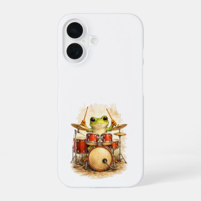 Cute Frog Drummer iPhone 16 Case Music (Back)