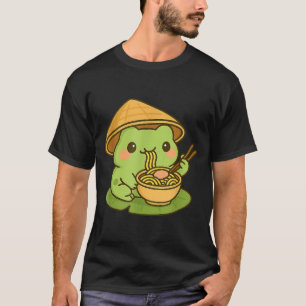 Cute Frog Eating Ramen Anime Japanese Men Women Ki T-Shirt