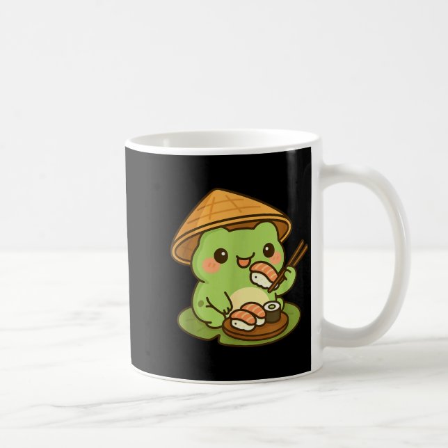 Cute Frog Eating Sushi Anime Japanese Men Women Ki Coffee Mug (Right)