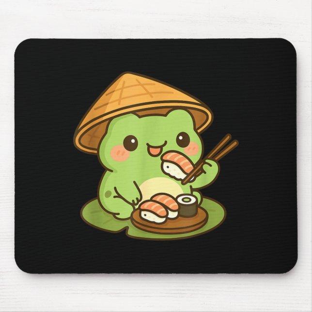 Cute Frog Eating Sushi Anime Japanese Men Women Ki Mouse Pad (Front)