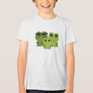 Cute Frog Family Illustration – Mom Dad Baby Frogs Tri-Blend Shirt