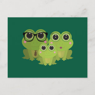 Cute Frog Family – Mom Dad Baby Frogs Postcard
