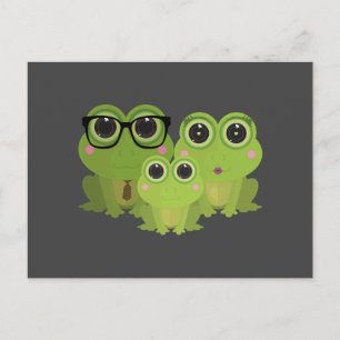 Cute Frog Family on Dark Gray Background Postcard