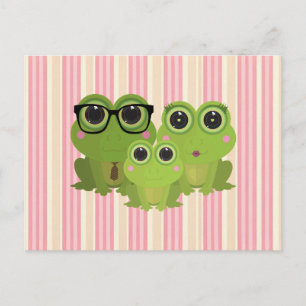 Cute Frog Family Postcard – Mom Dad Baby Frogs