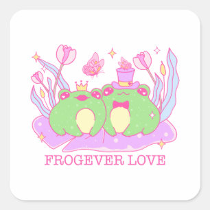 Cute Frog - Frogever Love Square Sticker