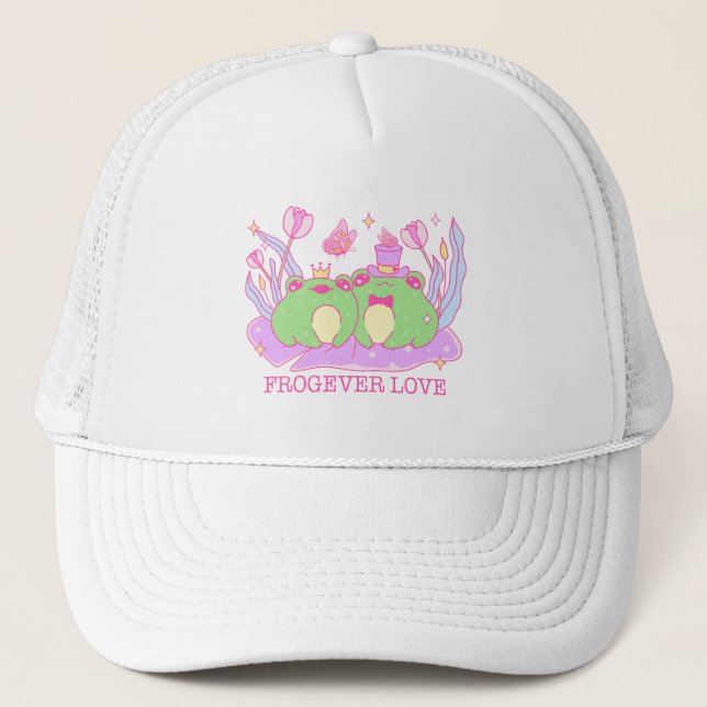 Cute Frog - Frogever Love Trucker Hat (Front)