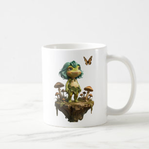 Cute Frog Girl Among Mushrooms with Butterfly Coffee Mug