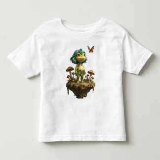 Cute Frog Girl Among Mushrooms with Butterfly Toddler T-Shirt