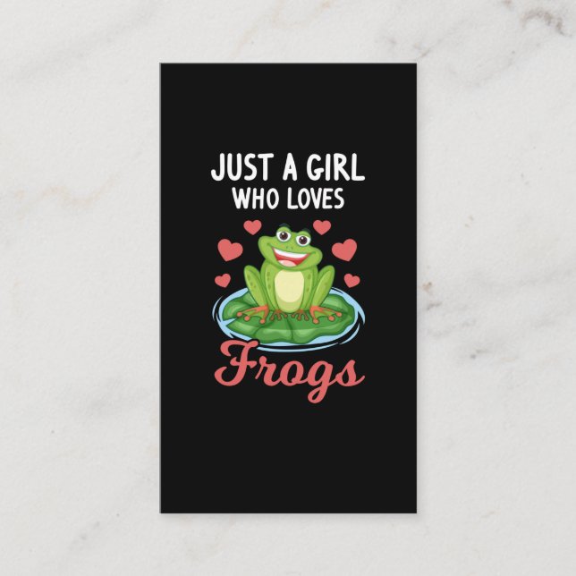 Cute Frog Girl Daughter loves Frogs Business Card (Front)