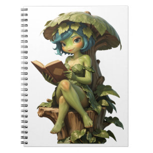 Cute Frog Girl Reading Book Under Leaf