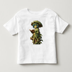 Cute Frog Girl Reading Book Under Leaf Toddler T-Shirt