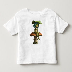 Cute Frog Girl Sitting on Mushroom Toddler T-Shirt