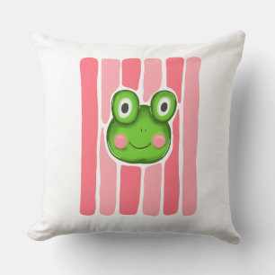 Cute Frog Graphic Throw Pillow Cover