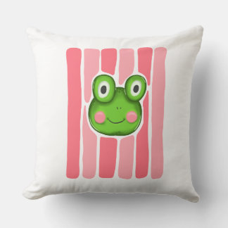 Cute Frog Graphic Throw Pillow Cover
