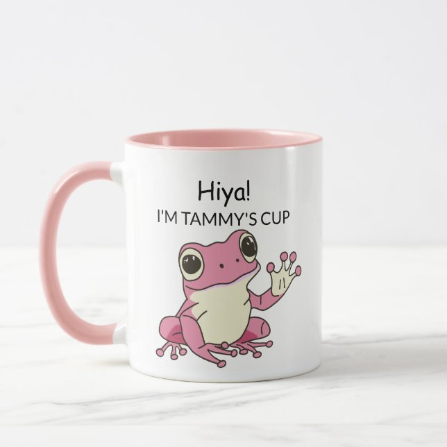 Cute Frog Green and Lime Funny Mug (Left)