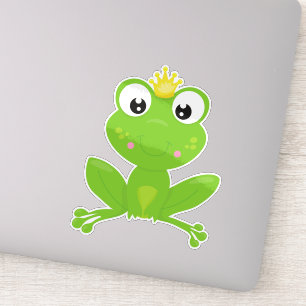 Cute Frog, Green Frog, Crown, Frog Prince