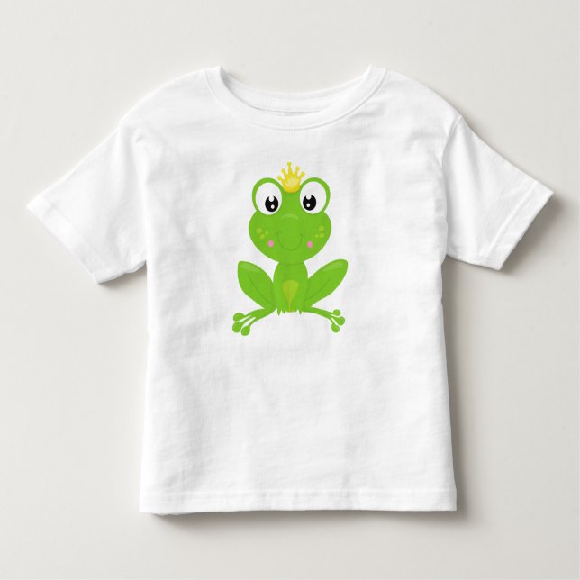 Cute Frog, Green Frog, Crown, Frog Prince Toddler T-Shirt (Front)