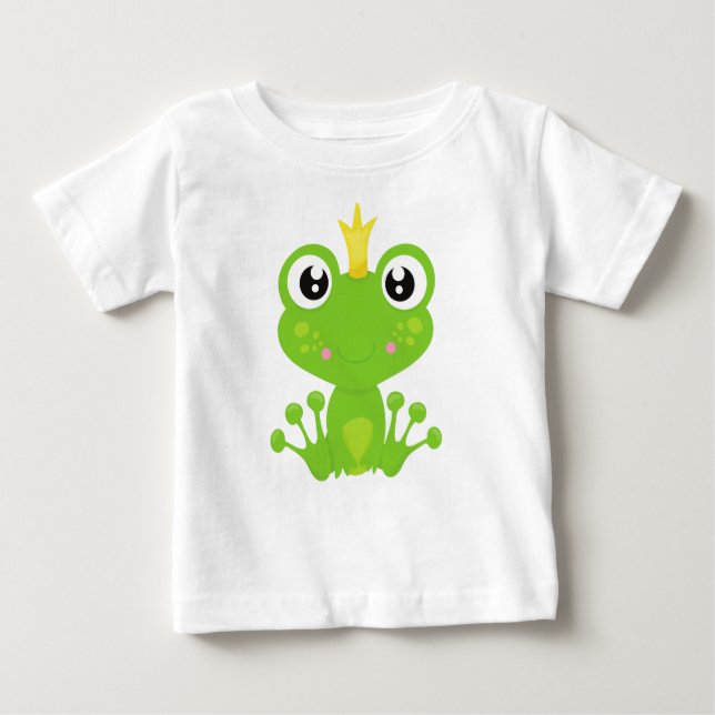 Cute Frog, Green Frog, Frog Prince, Crown Baby T-Shirt (Front)